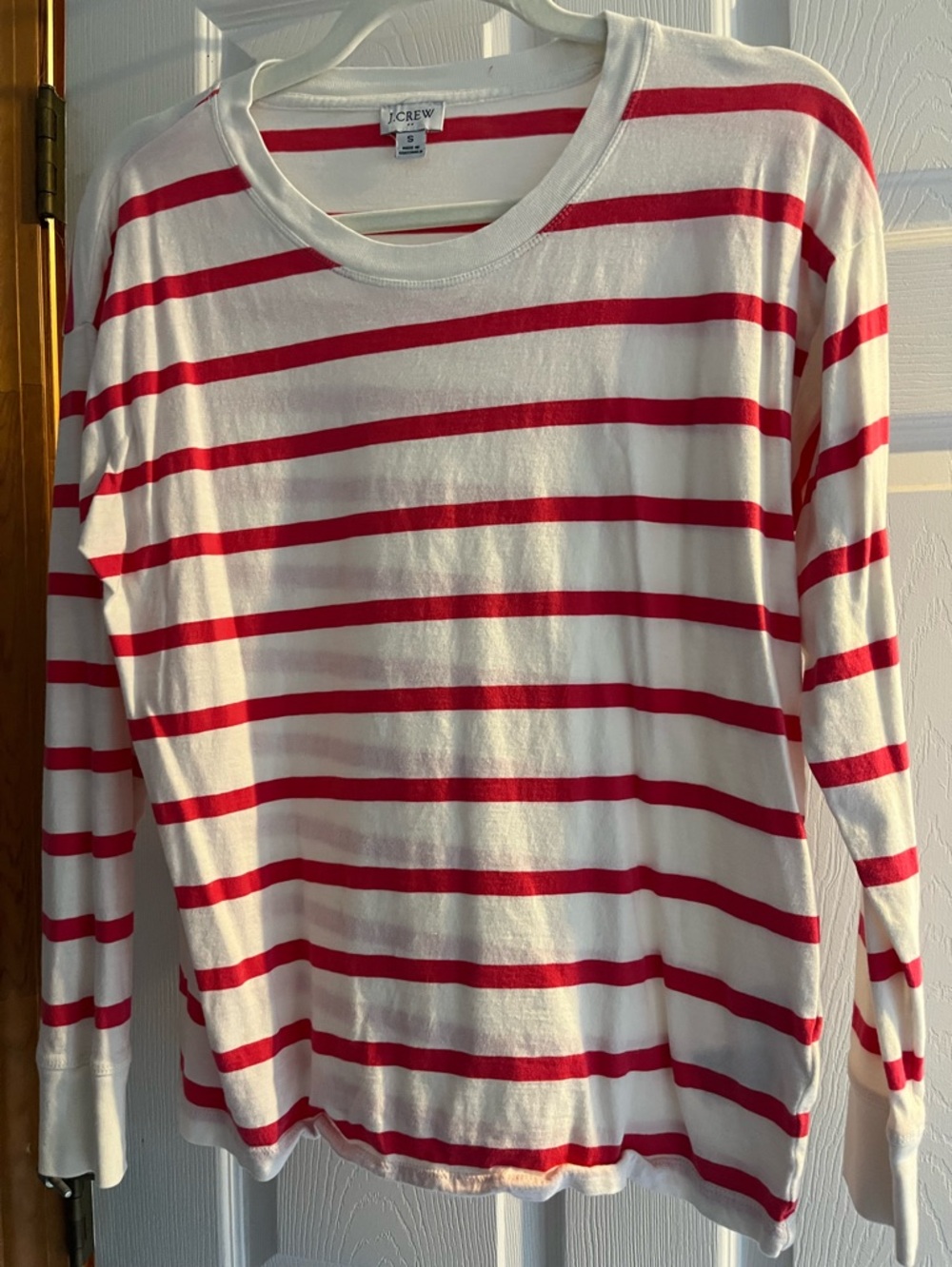 J.Crew Pink and White Striped Long Sleeve Tee